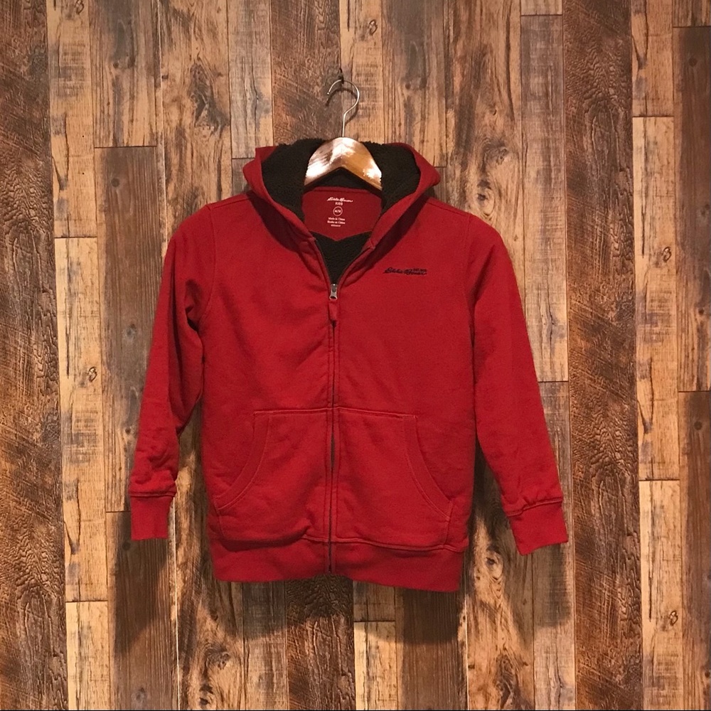 Eddie Bauer Red Boy’s Fleece Lined Hooded Sweatshirt Size M